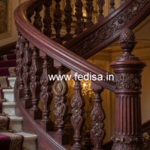 Premium Brass Wood Balcony Railings Collection 2039 No-4199