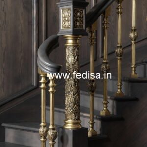 Decorative Brass Wood Railing Design No-4208