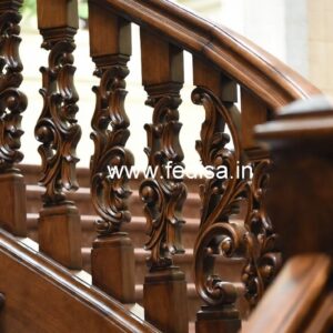 Contemporary Brass Wood Stair Railings No-4215