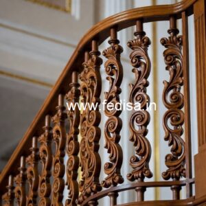 Brass Wood Balcony Fence Design No-4216