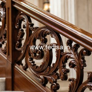 Brass Wood Staircase Banister Design No-4221
