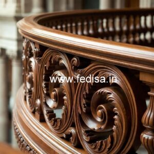 Decorative Brass and Wood Balcony Railings No-4222