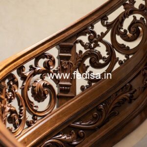 Modern Brass Wood Balcony Design No-4229