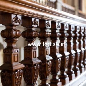 Premium Brass Wood Interior Stair Railings No-4241