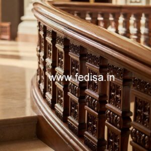 Stylish Brass Wood Railings with Glass No-4244