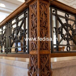 Brass Wood Staircase Side Railing Design No-4250