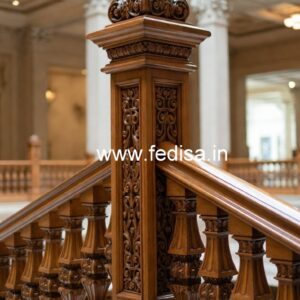 Modern Brass Wood Stair Railings with Glass No-4265