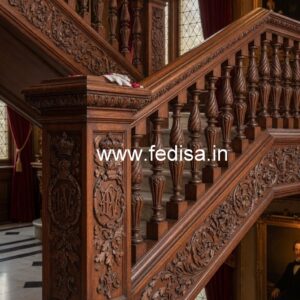 Stylish Brass Wood Balcony Safety Railings No-4269