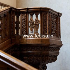 Luxury Brass Wood Balcony Fence Design No-4284