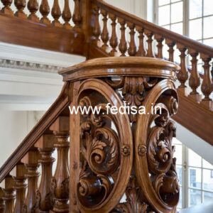 Premium Brass Wood Staircase Design Ideas No-4290