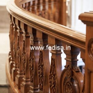 Luxury Brass Wood Balcony Railings with Glass No-4293