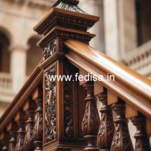 Modern Brass Wood Handrails for Duplex House No-4295