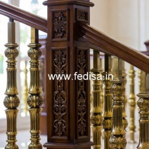 Modern Brass Wood Balcony Fence Inspiration No-4302