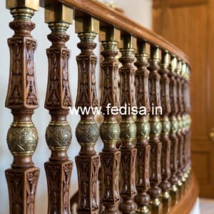 Stylish Brass Wood Railings with Artistic Finish No-4304