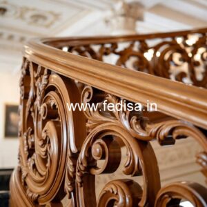 Premium Brass Wood Staircase Handrails No-4312