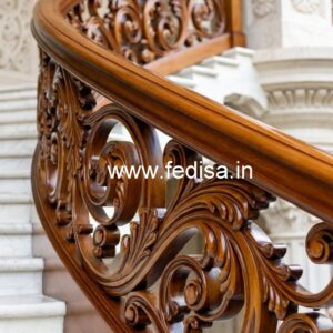 Modern Brass Wood Staircase with Rich Finish No-4321