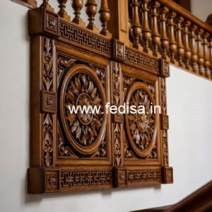 Stylish Brass Wood Stair Railings with Modern Look No-4323