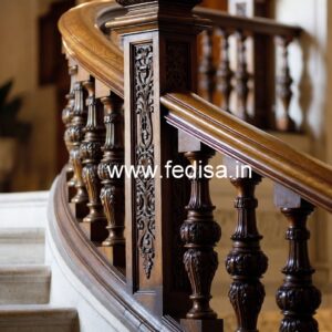 Luxury Brass Wood Handrails with Artistic Design No-4342