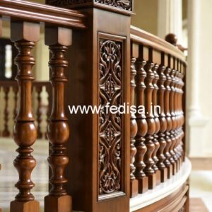 Premium Brass Wood Balcony Railings for Villas No-4348
