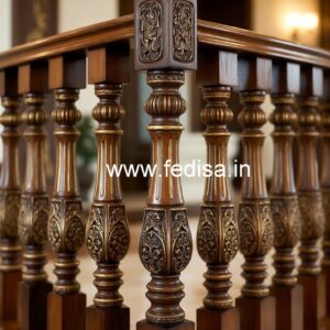 Premium Brass Wood Railings with LED Lights No-4357