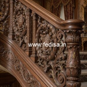 Modern Brass Wood Balcony Railings with Artistic Touch No-4366
