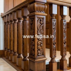 Stylish Brass Wood Railings for Rich Interiors No-4375