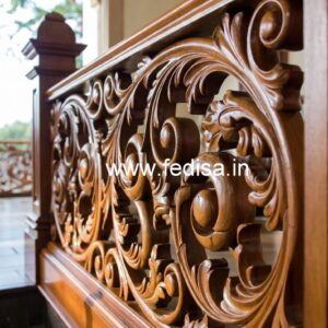 Elegant Brass Wood Balcony Safety Railings No-4376