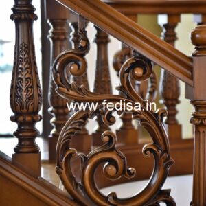 Premium Brass Wood Balcony Railings with Rich Finish No-4381