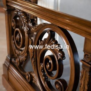 Decorative Brass Wood Staircase Collection for Villas No-4384