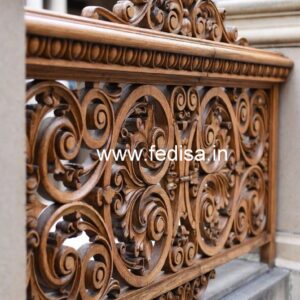 Luxury Brass Wood Balcony Design with Glass No-4385
