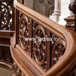 Modern Brass Wood Staircase Railings with Golden Touch No-4395