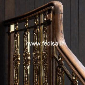 Elegant Brass Wood Railings with Artistic Look No-4399