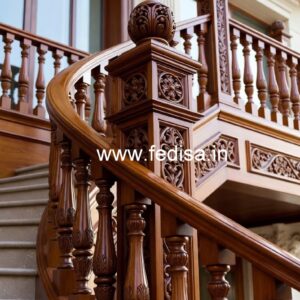 Stylish Brass Wood Handrail for Duplex Homes No-4402