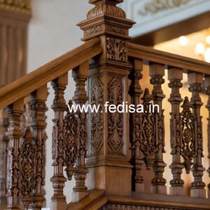 Elegant Brass Wood Staircase Fence Design No-4404