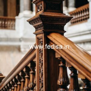 Modern Brass Wood Staircase with Glass Railings No-4407