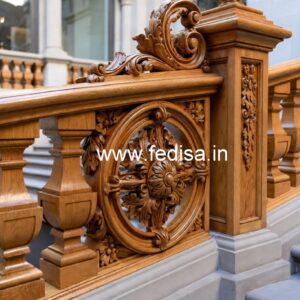 Stylish Brass Wood Balcony Design for Homes No-4413