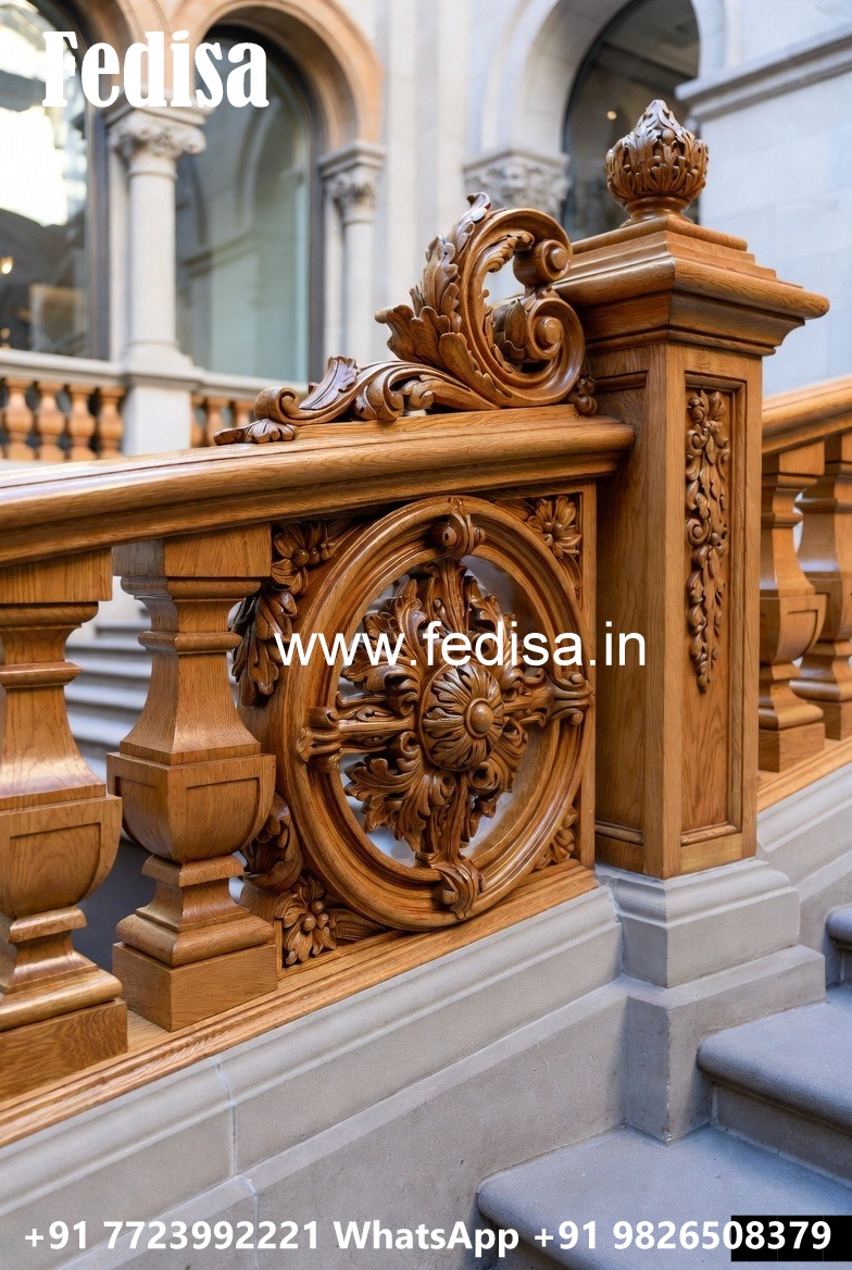 Stylish Brass Wood Balcony Design for Homes No-4413