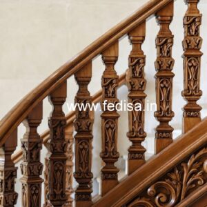 Stylish Brass Wood Handrails with Luxury Finish No-4419