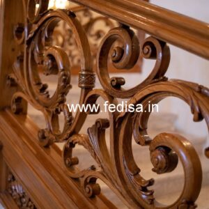 Premium Brass Wood Stair Railings for Duplex House No-4421
