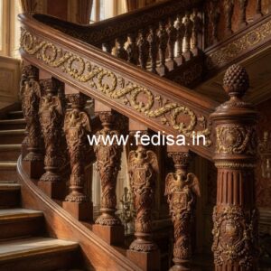 Premium Brass Wood Staircase Interior Ideas No-4433