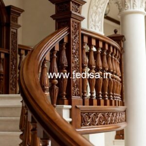 Elegant Brass Wood Railings for Balcony Design No-4444