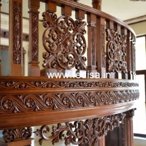 Stylish Brass Wood Stair Railings with Artistic Design No-4455