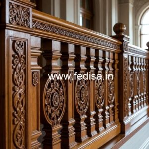 Modern Brass Wood Balcony Railings Inspiration No-4460