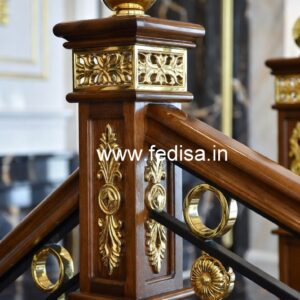 Modern Brass Wood Staircase Side Fence Inspiration No-4466