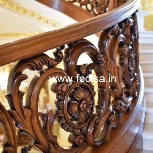 Premium Brass Wood Balcony Fence Design Trends No-4481