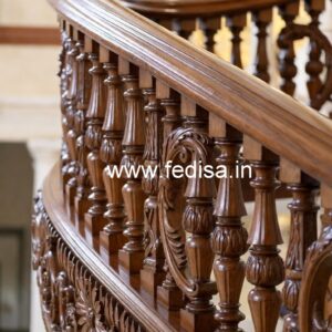 Stylish Brass Wood Balcony Railings with Artistic Finish No-4485