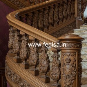 Luxury Brass Wood Staircase Fence with Glass No-4489