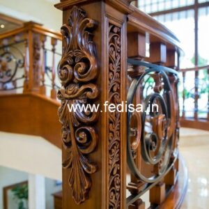 Premium Brass Wood Staircase Railings with Elegant Finish No-4493