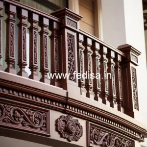 Modern Brass Wood Balcony Safety Fence Inspiration No-4496