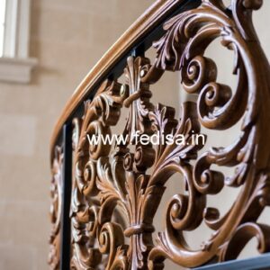 Modern Brass Wood Stair Railing Design No-4502